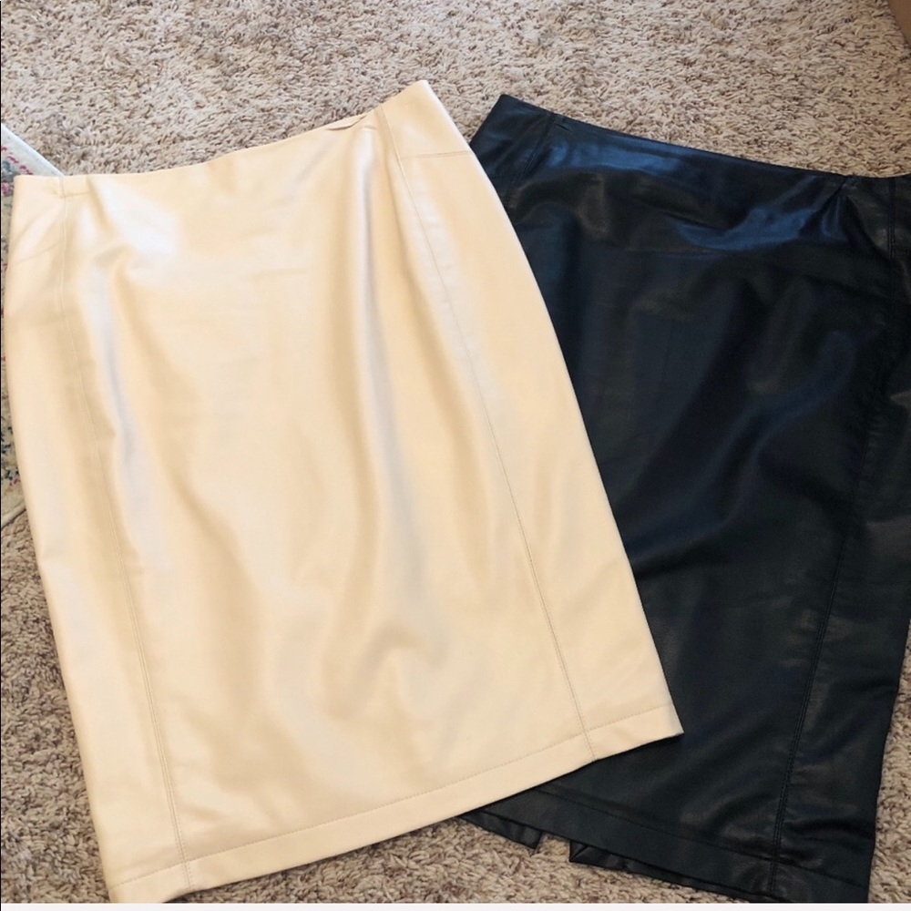 Pink faux leather pencil skirt